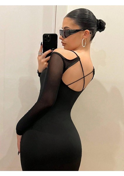 Siyah Göğüs Dekolteli Ip Detaylı Mini Club Elbisesi indirimleri