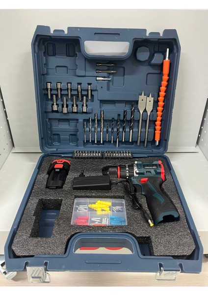 Kömürsüz Darbeli Şarjlı Matkap Çelik Şanzıman 24V Akülü Çift Batarya