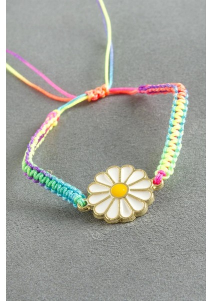 Papatya Makrome Ip Bileklik