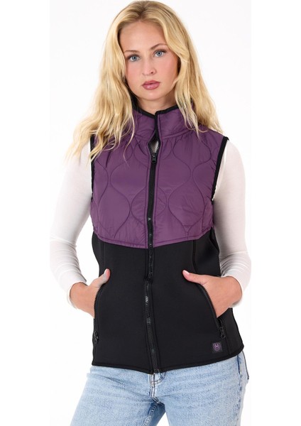 Kadın Fermuar Detaylı Kapitoneli Spor Şişme Yelek