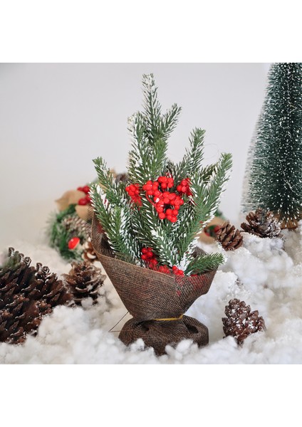 26CM Yeşil Çuhalı Süslü Çam Ağacı, Şık ve Doğal Dekorasyon Için Ideal