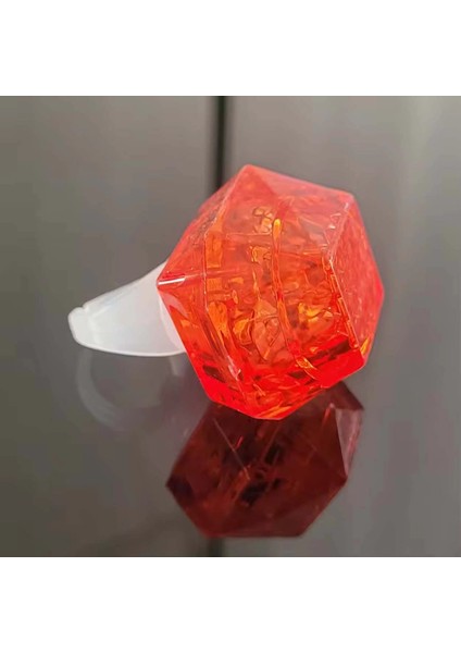 Kristal Tasarımlı LED Glow Işıklı 3 Modlu Kırmızı Yüzük 3.5 x 5 cm