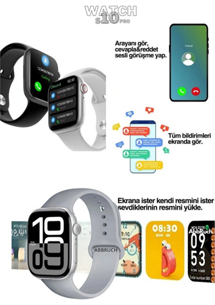 Watch S10 Pro Akıllı Saat Iphone ve Android Tüm Telefonlara Uyumlu Türkçe Akıllı Kol Saati fiyatları