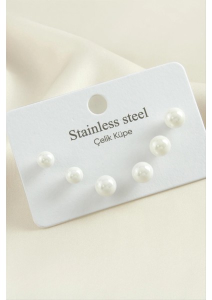 Ieg 6 Adet Çelik Inci Küpe