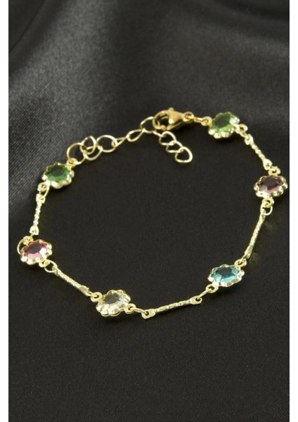 Yuvarlak Kristal Taşlı Çelik Bileklik