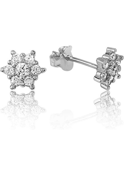 925 Ayar Gümüş Çiçek Çivili Küpe EA1160110 (972972)