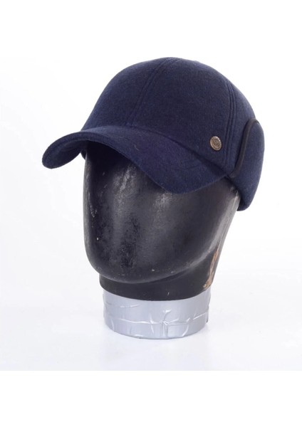 Kulaklı Lacivert Kaşe Şapka Kışlık Kaşe Erkek Şapka modelleri