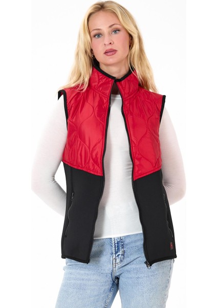 Kadın Fermuar Detaylı Kapitoneli Spor Şişme Yelek