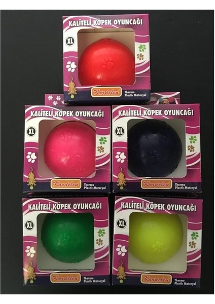 Kardelen Termoplastik Pati Desenli Köpek Oyun Topu Xl 7.5 cm Çok Renkli- 1 Adet