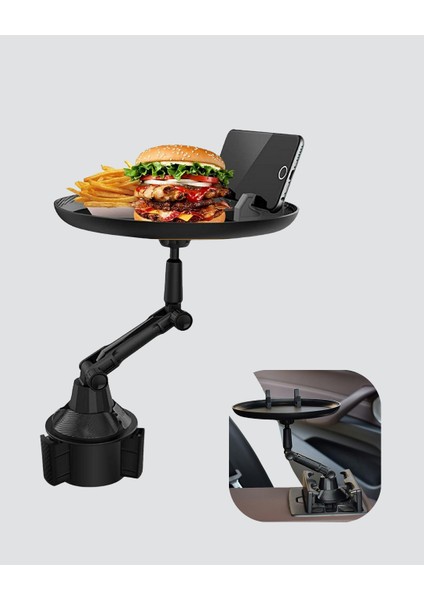 Araç Bardaklık Tepsisi 360° Dönebilen Kol Ayarlı Geniş Yemek Alanlı - MK001R-4O7YM1 modelleri