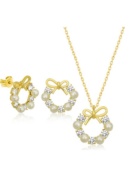 925 Ayar Gümüş Inci Kurdele Kadın Set T6460 (972972)