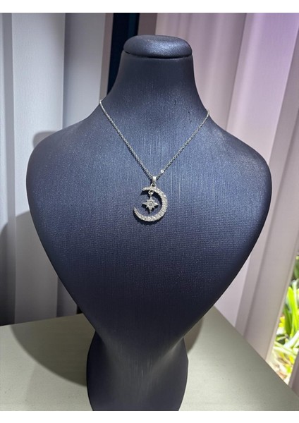 Çelik Ay Yıldız Kolye