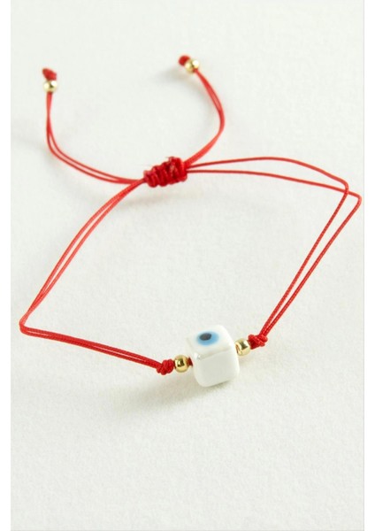 Cam Boncuk Makrome Ip Bileklik