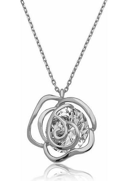 ​925 Ayar Gümüş Gül Kadın Gümüş Kolye T6901 (972972)