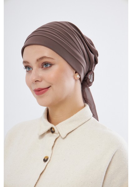 Vizon Pratik Hazır Geçmeli Tesettür Bone Sandy Kumaş Pileli Nervürlü Güllü 1806_10