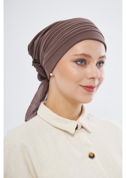 Vizon Pratik Hazır Geçmeli Tesettür Bone Sandy Kumaş Pileli Nervürlü Güllü 1806_10 modelleri