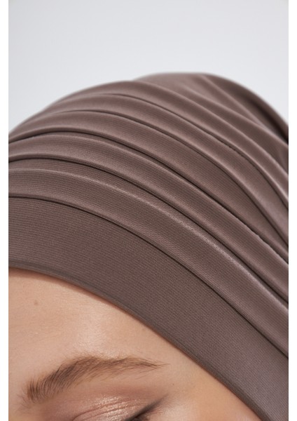 Vizon Pratik Hazır Geçmeli Tesettür Bone Sandy Kumaş Pileli Nervürlü Güllü 1806_10