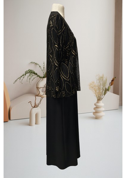 Siyah Deste Büyük Beden Ceketi Dantelli Anne Abiye Takım fiyatları