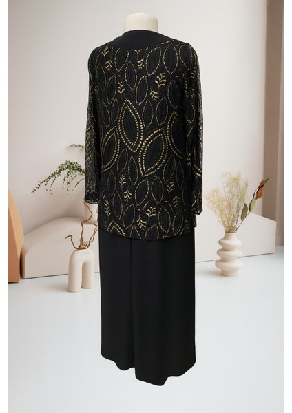 Siyah Deste Büyük Beden Ceketi Dantelli Anne Abiye Takım modelleri