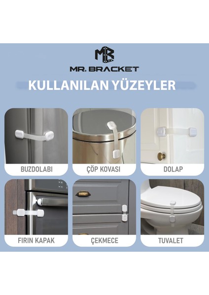 Ayarlanabilir Iz Bırakmaz Çok Amaçlı Dolap Buzdolabı Klozet Çekmece Kilidi Çocuk Kilit 3m Yapışkanlı