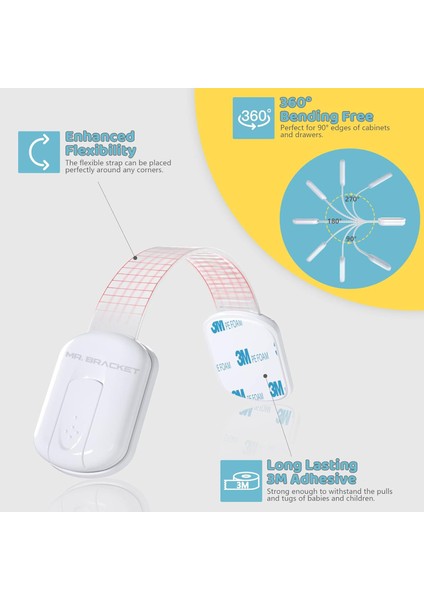 Ayarlanabilir Iz Bırakmaz Çok Amaçlı Dolap Buzdolabı Klozet Çekmece Kilidi Çocuk Kilit 3m Yapışkanlı