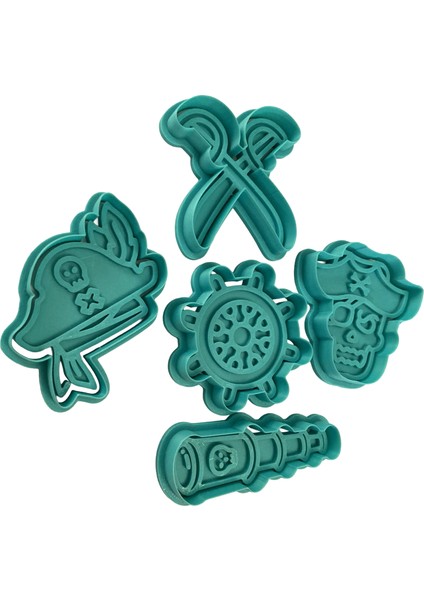 5'li Korsan Aksesuarları Kurabiye Kalıbı Seti | Kılıç, Dümen, Dürbün, Kurukafa | Macera Temalı Parti, Şeker Hamuru, Kil Şekillendirici fiyatları