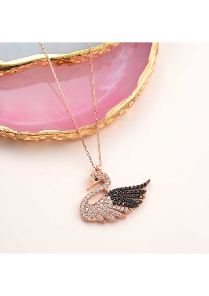 925 Ayar Gümüş Rose Kuğu Kadın Kolye T7954 (972972) fiyatları