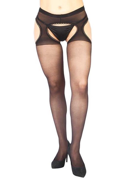 Siyah Özel Bölgesi Açık Fantazi Külotlu Çorap BRF0935