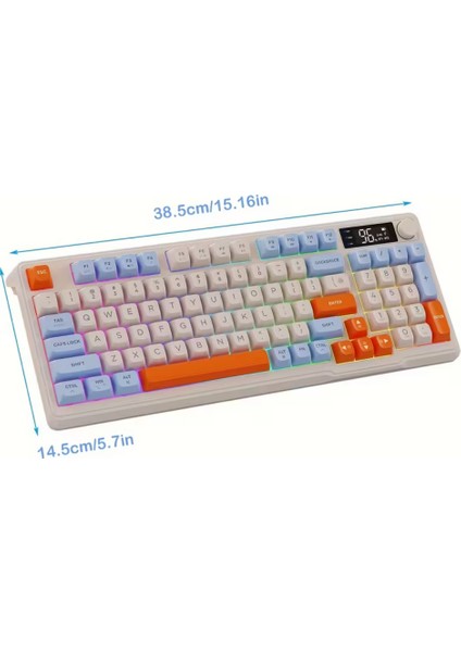 2.4ghz Bluetooth 5.0 Çift Bağlantılı Gaming Kablosuz Oyuncu Klavyesi LED Ekran Pbt Top Baş