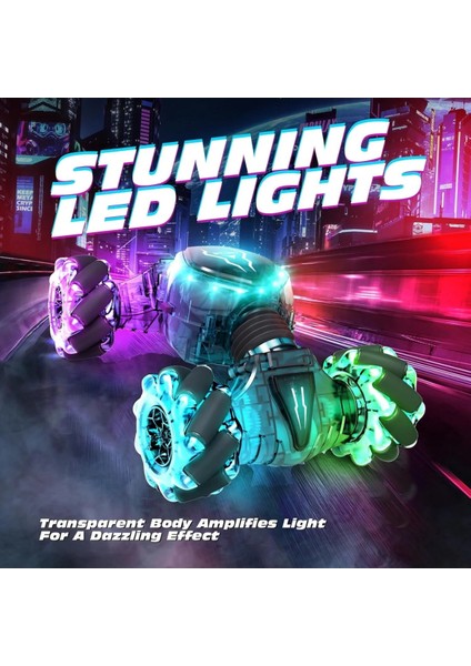 Uzaktan Kumandalı Rc Şarjlı LED Işıklı 4x4 Bilekten Kontrollü Drift Atan Akrobat Dublör Araba 25CM modelleri