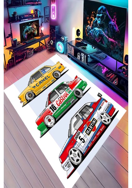 Nascar Desenli Kaymaz Taban Makinede Yıkanabilir Gaming Oyuncu Gamer Genç Odası Halısı