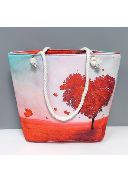 Kalp Desenli Plaj Çantası