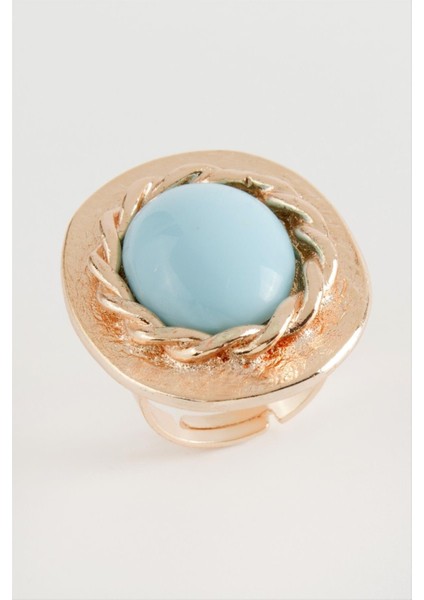 Oval Turkuaz Taşlı Yüzük