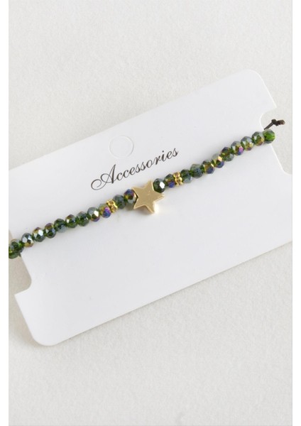 Yıldız Kristal Makrome Ip Bileklik