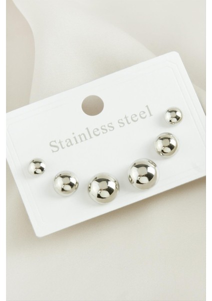 6 Adet Yuvarlak Çelik Küpe