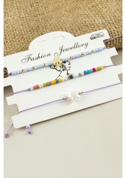 3 Adet Yıldız Yonca Kum Boncuk Bileklik