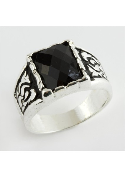 Kristal Taşlı Metal Erkek Yüzük