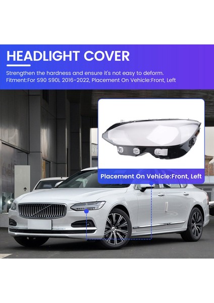 Volvo S90 S90L Için 2016-2022 Araba Ön Far Kapağı Far Lambası Kabuk Maskesi Abajur Lens Pleksiglas Sol (Yurt Dışından) fırsatları