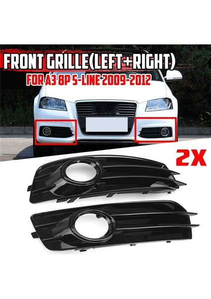 Siyah Araba Ön Tampon Sis Fark Filk Izgarası Audi A3 8p S-Line 2009-2012 Sis Lambası Izgaraları 8P0807681 8P0807681 (Yurt Dışından) fiyatları