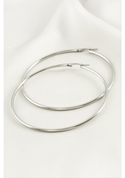 Halka Lüks Çelik Küpe 6 cm