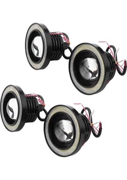 4pcs Araba Evrensel 3 5 Inç Cob Angel Göz Sisleri Farlar Koşu Işıkları Beyaz (Yurt Dışından)