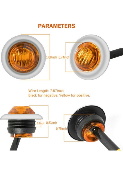 50PCS 3/4 Inç 3 LED Mini Yuvarlak Römork Yan Işaretçi Göstergesi Işıklar Kamyonlar Için Evrensel Tekne Pikap Karavan Rv Sarı (Yurt Dışından) modelleri