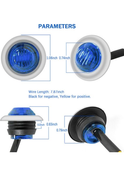 50PCS 3/4 Inç 3 LED Mini Yuvarlak Römork Yan Işaretçi Göstergesi Işıklar Kamyonlar Için Evrensel Tekne Pikap Karavan Rv Sarı (Yurt Dışından) indirimleri