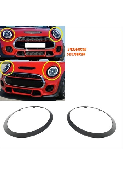 1paır Ön Far Döşeme Halkası 5113749209 51137449210 Mini Cooper F55 F56 F57 2015-2017 Siyah Chrome Çerçevesi Dekoru (Yurt Dışından) fiyatları