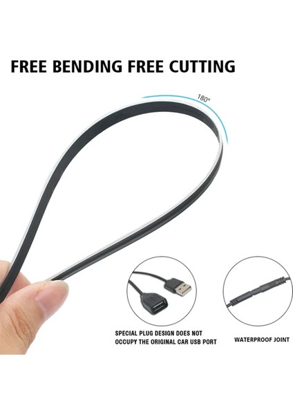 Tesla Model 3 Y Araba Iç Mekan Rgb Neon Işık LED Strip Merkezi Konsolu Gösterge Tablosu Ortam Lambası (A) (Yurt Dışından)