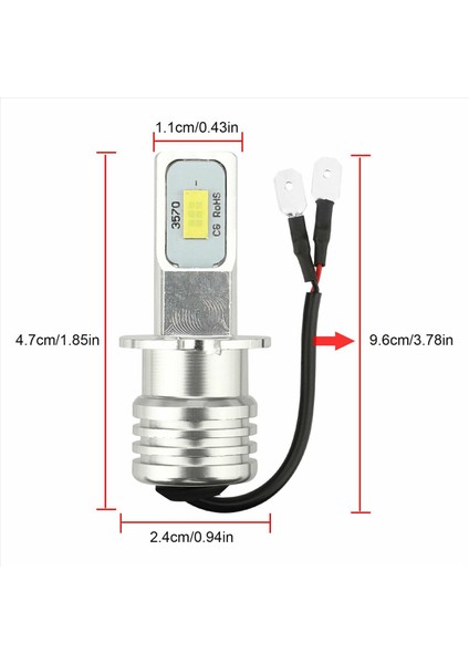 8x H3 Süper Parlak LED Far Sis Lambası Ampul Kiti 6000K Beyaz 10W (Yurt Dışından)
