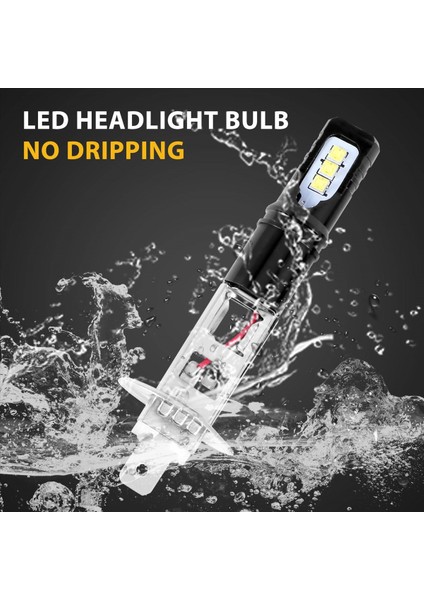 2x H1 6000K Süper Parlak Beyaz 6000LM Drl LED Far Ampul Kiti Yüksek Işın (Yurt Dışından) fiyatları
