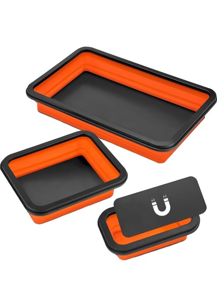 Manyetik Parça Tepsi Seti Cıvatalar Vidalar Somunlar Mekanik Takım Için 3 Farklı Boyut Katlanabilir Silikon Manyetik Takım Tepsileri (Yurt Dışından)