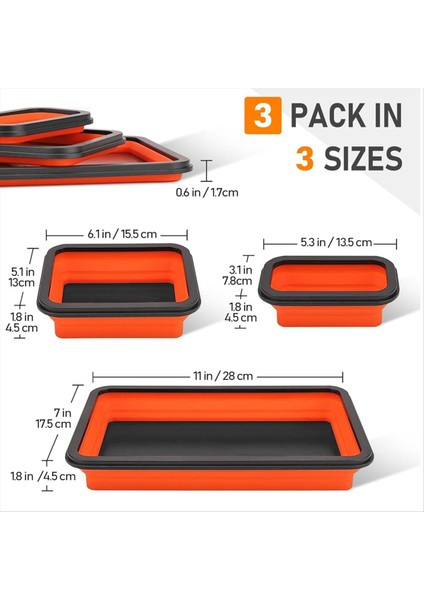 Manyetik Parça Tepsi Seti Cıvatalar Vidalar Somunlar Mekanik Takım Için 3 Farklı Boyut Katlanabilir Silikon Manyetik Takım Tepsileri (Yurt Dışından) indirimleri