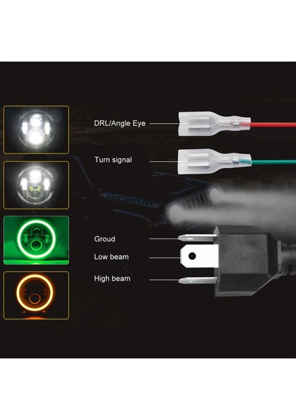 7 Inç Halo LED Far Hi/lo Işın Yeşil Drl Amber Sinyal Işığı Jeep Wrangler Jk Tj Cj (Yeşil) (Yurt Dışından)